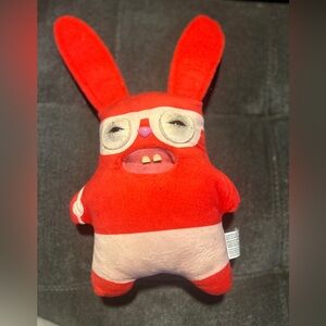 Red Bunny Plush with White Mask